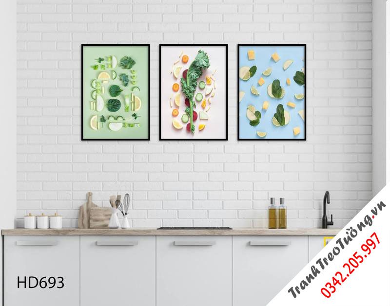 Bộ 3 Tranh Trái Cây Phòng Bếp