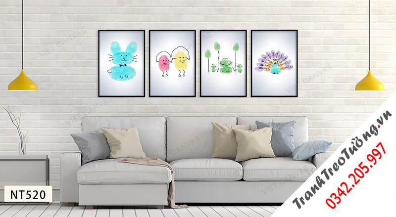 Bộ 4 Tranh Những Con Vật Hoạt Hình Ngộ Nghĩnh