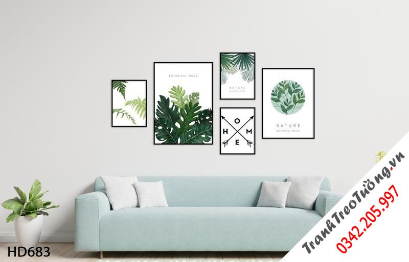 Bộ 5 Tranh Lá Cây Xanh