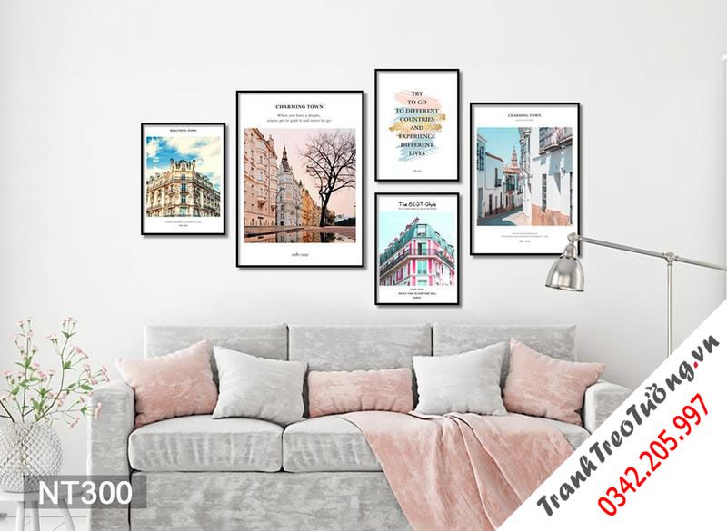 Bộ 5 Tranh Phong Cảnh Đường Phố Hiện Đại