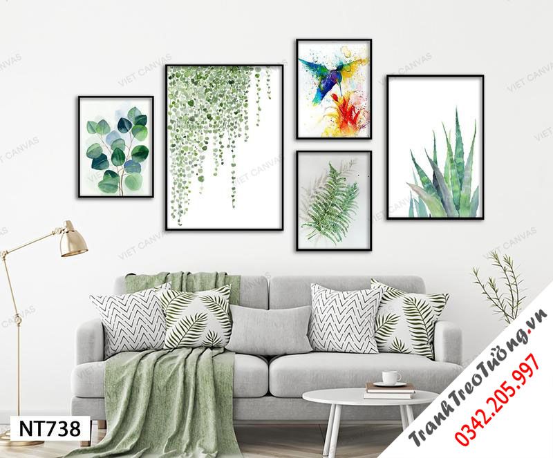 Bộ 5 Tranh Sắc Màu Lá Cây Xanh