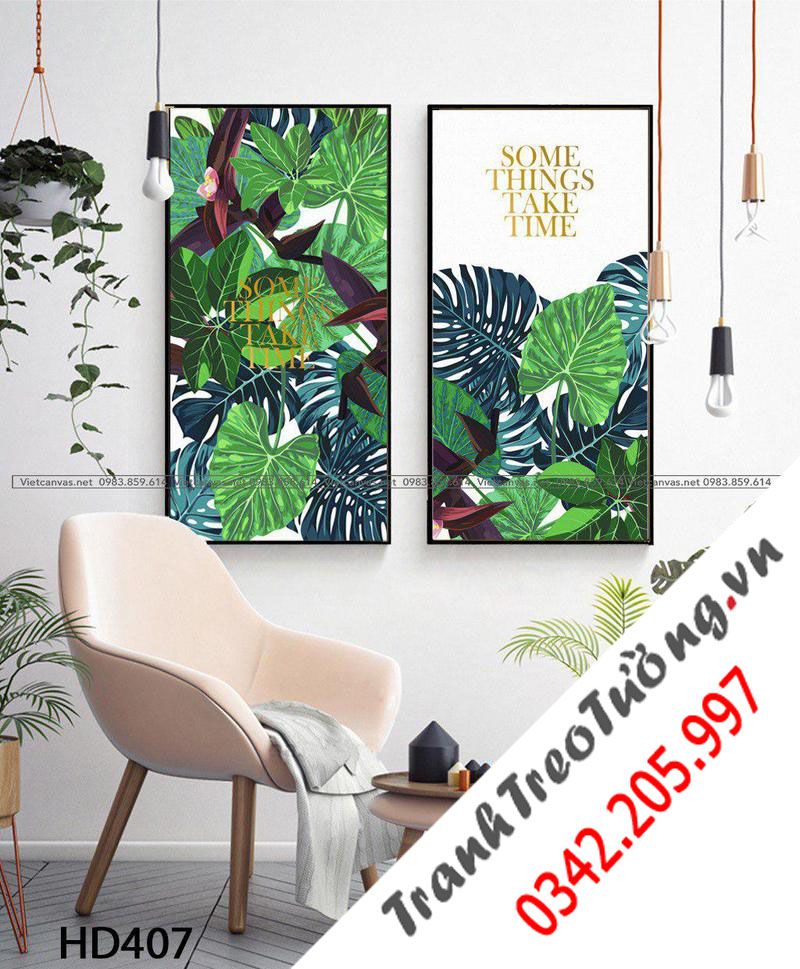 Bộ 2 Tranh Lá Cây Xanh