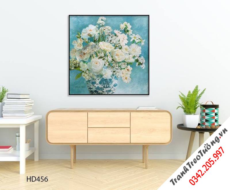 Tranh Bình Lọ Hoa Trắng Tinh Khôi