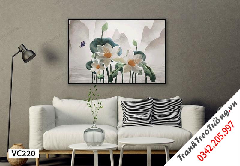Tranh Bướm Dạo Quanh Những Đoá Sen