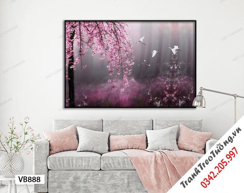 Tranh Ánh Sáng Len Lỏi Vào Cành Hoa Anh Đào