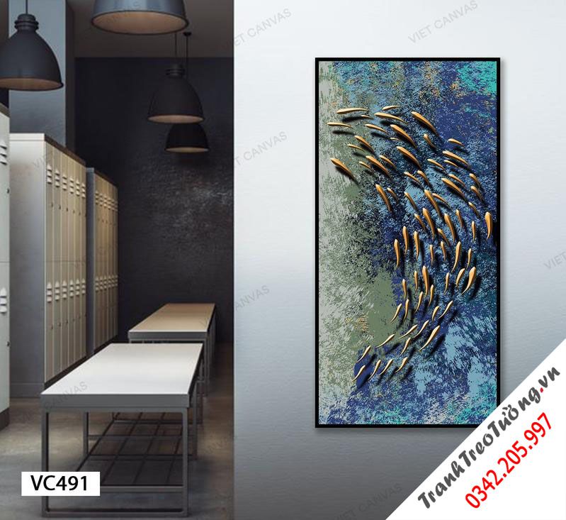 Tranh Đàn Cá Bơi Lội Giữa Đại Dương