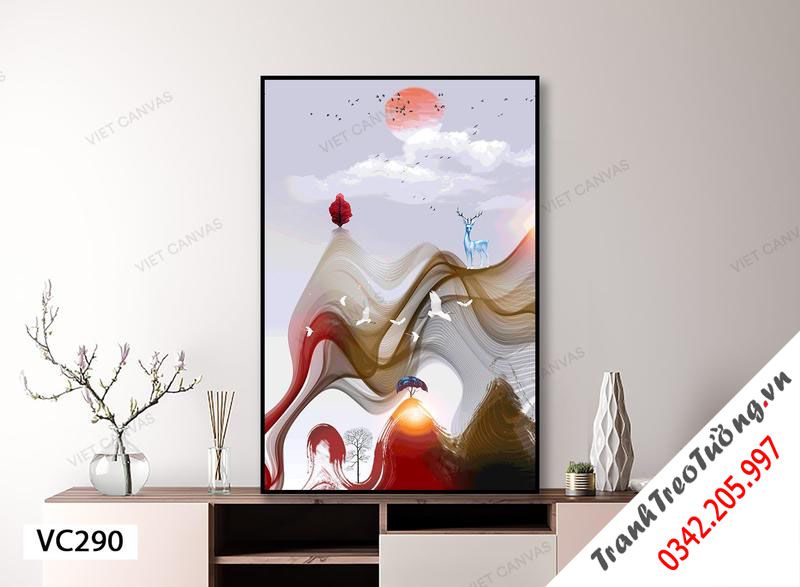 Tranh Trừu Tượng Hươu Và Cây