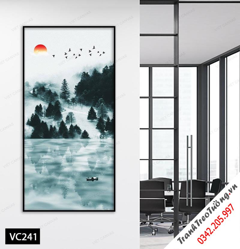 Tranh Buổi Sáng Sương Mù Trên Đỉnh Núi