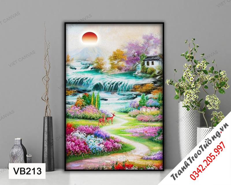 Tranh Cặp Hươu Trên Cánh Đồng Màu Sắc