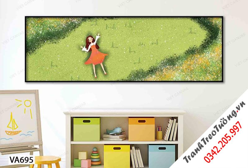 Tranh Cô Gái Nhỏ Trên Thảo Nguyên