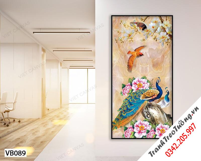Tranh Đôi Công Và Hoa Mẫu Đơn