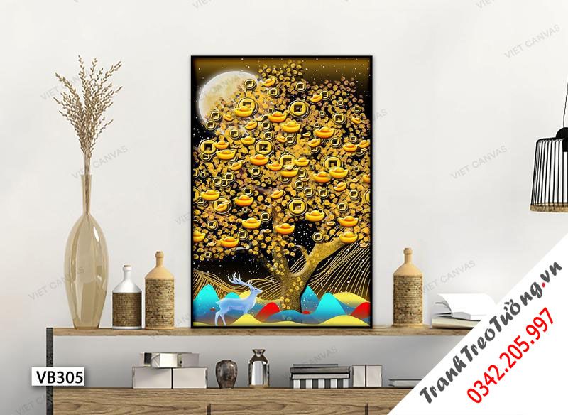 Tranh Hươu Dưới Cây Phát Tài