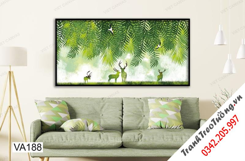 Tranh Hươu Trong Khu Rừng Xanh Mát