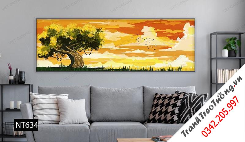 Tranh Cây Cổ Thụ Giữa Cánh Đồng