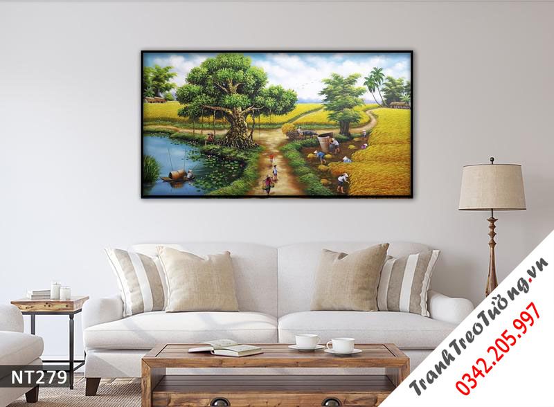 Tranh Phong Cảnh Mùa Gặt Lúa