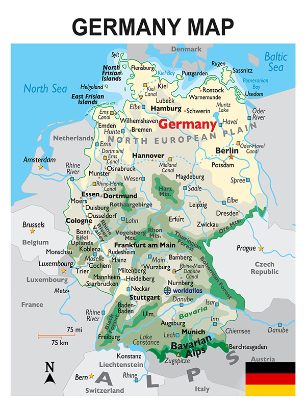 tranh bản đồ nước đức germany map 