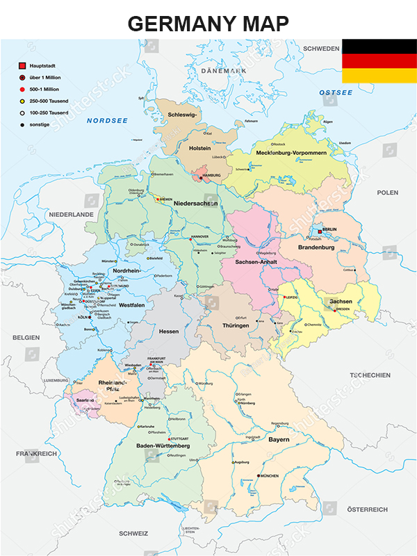 tranh bản đồ nước đức germany map 