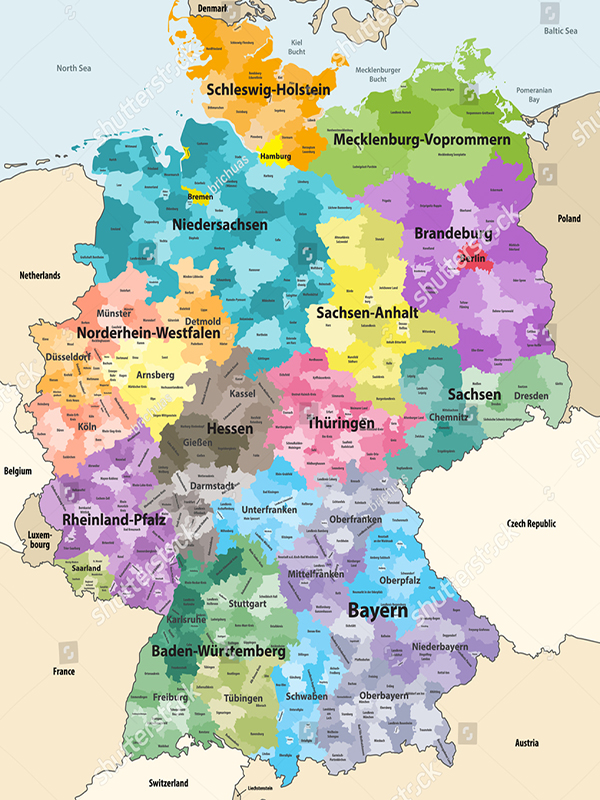 tranh bản đồ nước đức germany map 