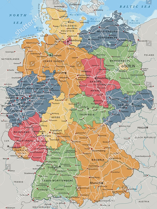 tranh bản đồ nước đức germany map 