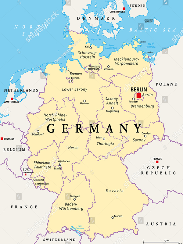 tranh bản đồ nước đức germany map 